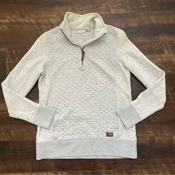 L.L. Bean Jackets & Blazers - LL Bean 502745 quilted quarter zip 1/4 light gray pullover lightweight jacket XS